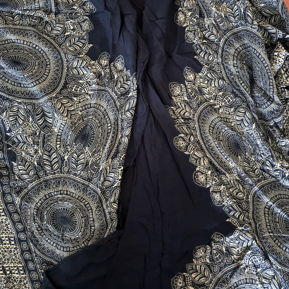 Women's Navy and White Printed Swim Coverup